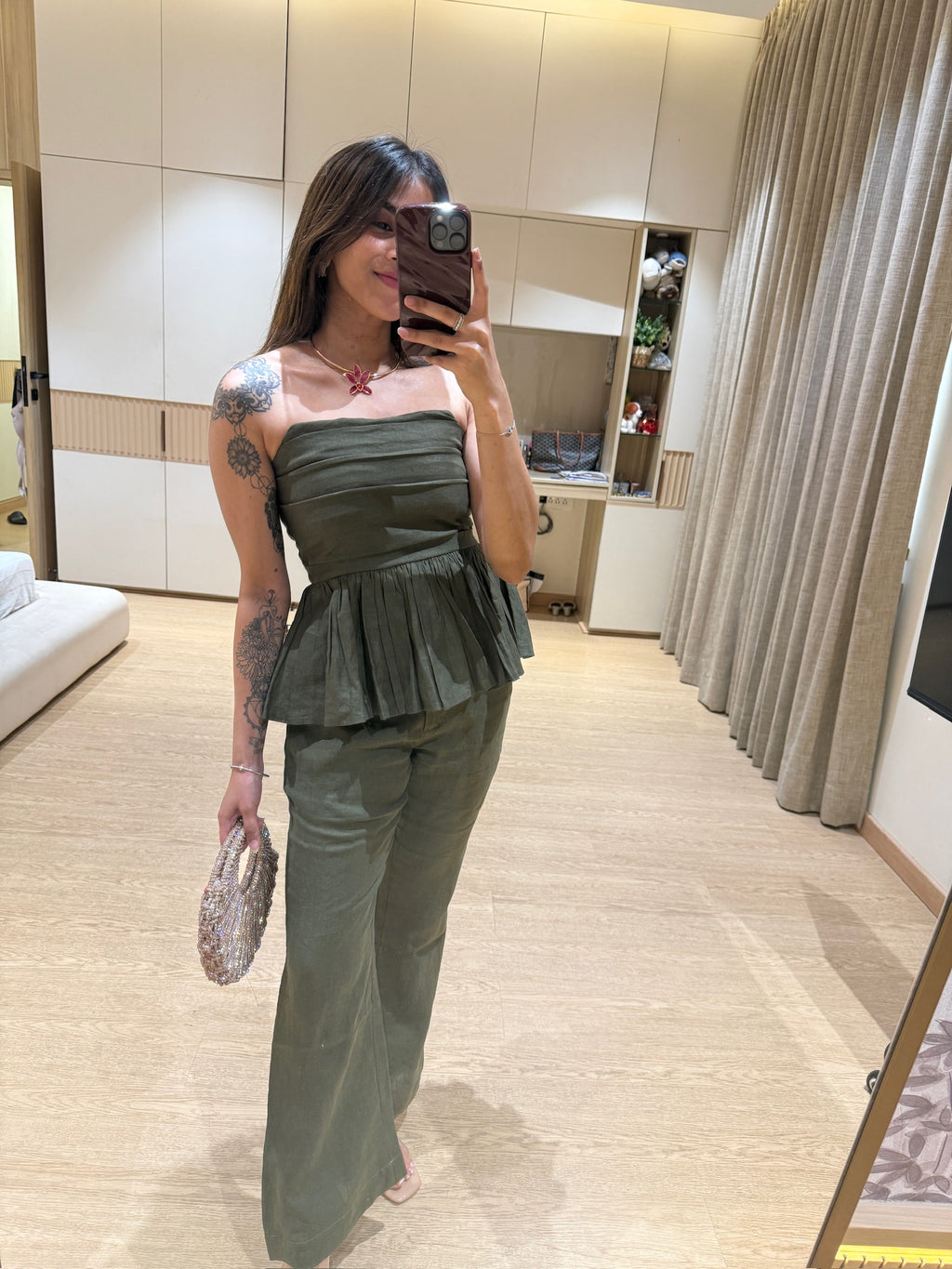 Olive U top